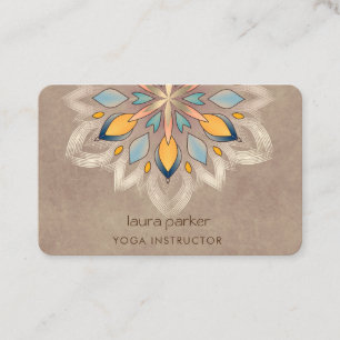 Cream Mandala Holistic Lotus Floral Zen Yoga   Business Card