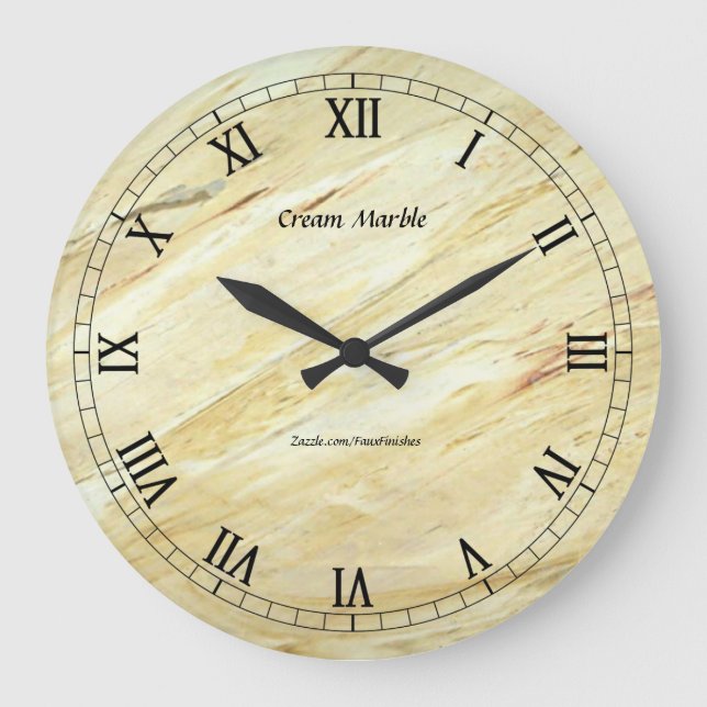 Cream Marble Faux Finish Round Wallclock (Front)