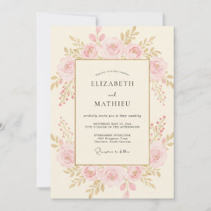 Cream Mauve Petal Wedding Invitation
