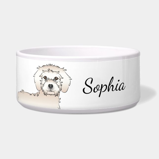 Cream Mini Goldendoodle Cartoon Dog & Name (Front)