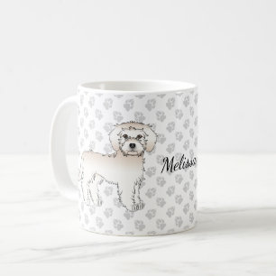 Cream Mini Goldendoodle Cartoon Dog & Name Coffee Mug
