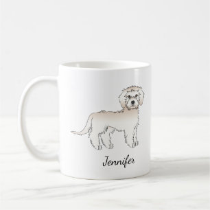 Cream Mini Goldendoodle Cartoon Dog & Name Coffee Mug