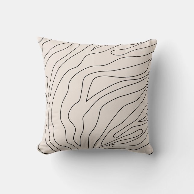 Cream Minimal Abstract Lines Cushion (Front)