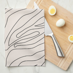 Cream Minimal Abstract Lines Tea Towel
