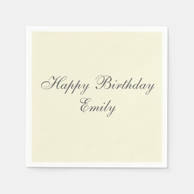 Cream Minimalist Birthday Party Napkins (Front)