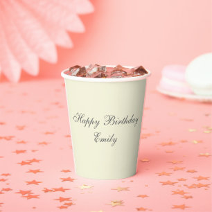 Cream Minimalist Birthday Party Paper Cup