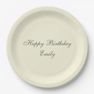 Cream Minimalist Birthday Party Paper Plates