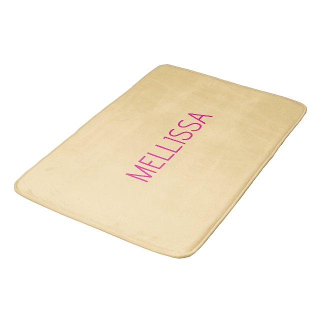Cream minimalist custom name  bath mat (Angled)