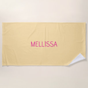 Cream minimalist custom name  beach towel