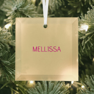 Cream minimalist custom name  glass tree decoration