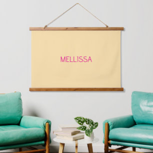 Cream minimalist custom name hanging tapestry