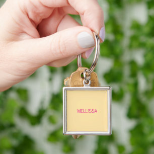 Cream minimalist custom name key ring