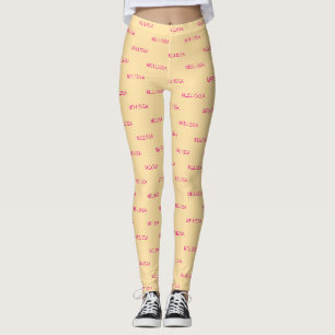Cream minimalist custom name leggings