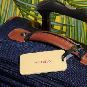 Cream minimalist custom name luggage tag