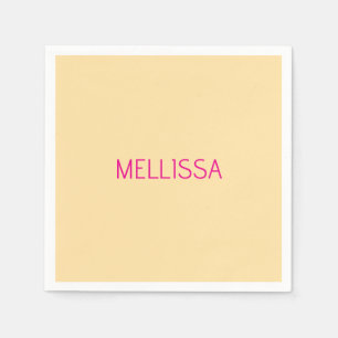 Cream minimalist custom name  napkin