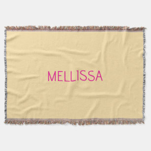 Cream minimalist custom name  throw blanket