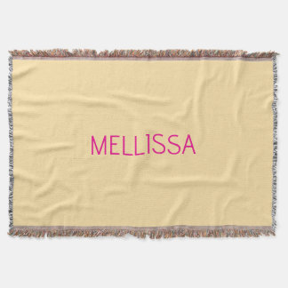 Cream minimalist custom name  throw blanket