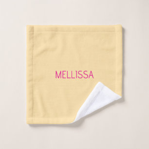 Cream minimalist custom name wash cloth