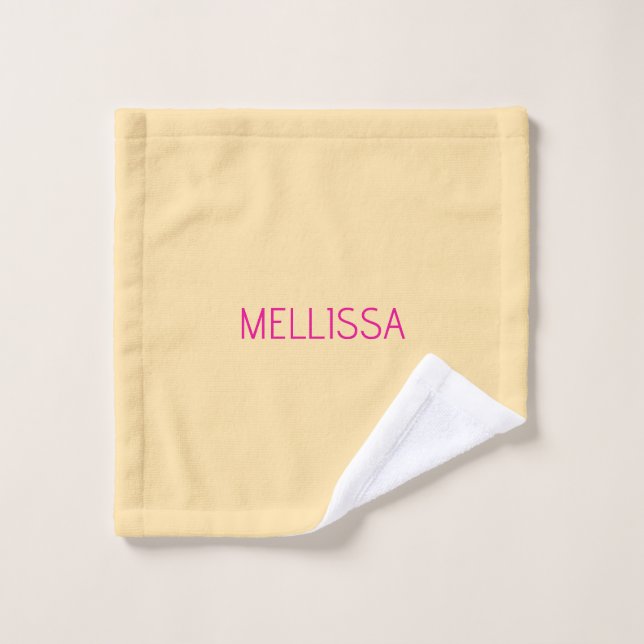 Cream minimalist custom name  wash cloth (Wash Cloth)