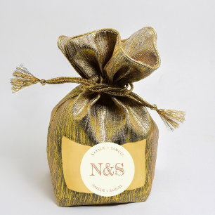 Cream Minimalist & Elegant Bold Initials Wedding  Classic Round Sticker