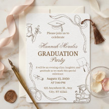 Cream Minimalist Girly Graduation Party | She Did