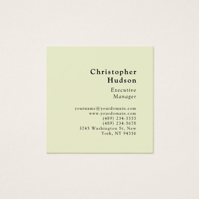Cream Minimalist Modern Simple Plain Profile Card (Front)