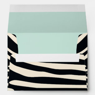 Cream, mint green and black zebra print envelope