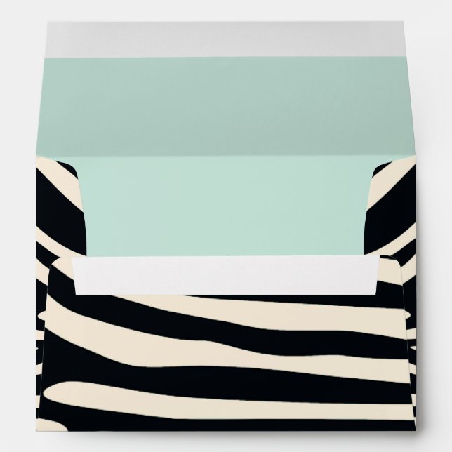 Cream, mint green and black zebra print envelope (Back (Bottom))