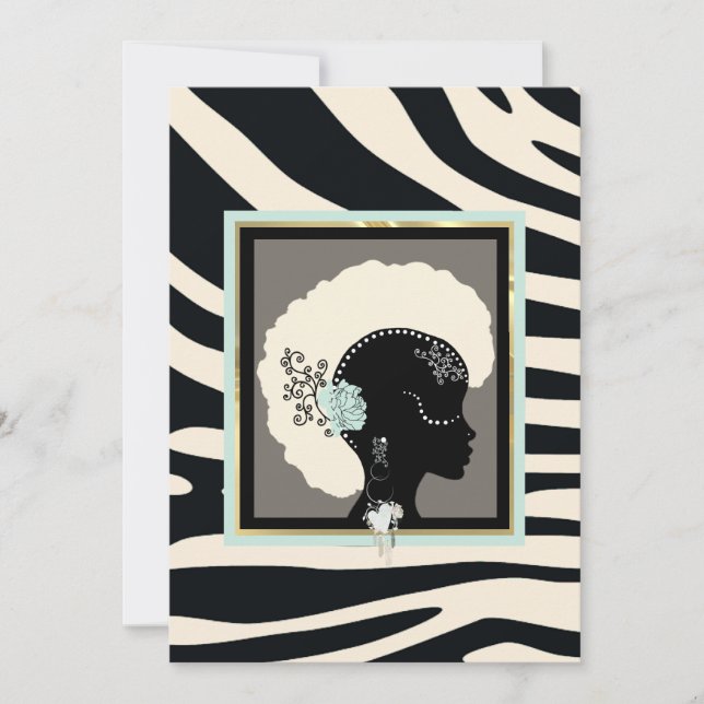 Cream, mint green and black zebra print holiday card (Front)