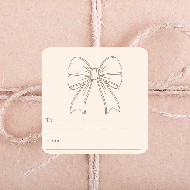 Cream mocha bow hand-drawn modern Christmas Square Sticker (Creator Uploaded)