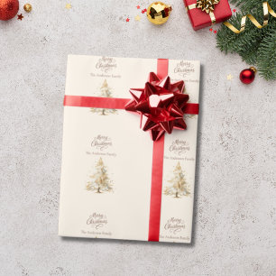 Cream mocha brown tree snow Christmas Wrapping Paper