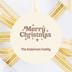 Cream mocha Merry Christmas favor Classic Round Sticker