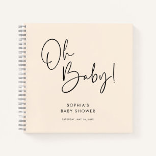 Cream Modern Boho Gender Neutral Baby Shower Guest Notebook
