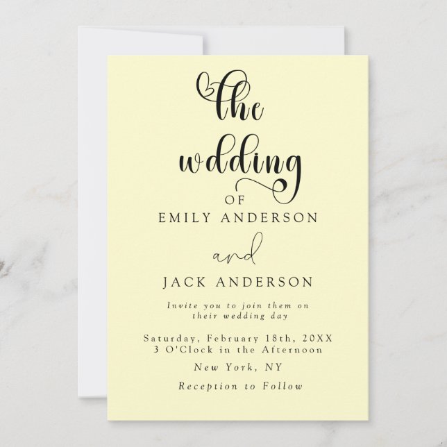 cream Modern Elegance Chic Wedding Invitation (Front)