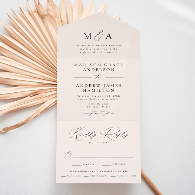 Cream Modern Elegance Wedding All In One Invitation (Creator Uploaded)