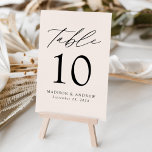 Cream Modern Elegance Wedding Table Number<br><div class="desc">Trendy, minimalist wedding table number cards featuring black modern lettering with "Table" in modern calligraphy script. The design features a creamy beige background or a colour of your choice. The design repeats on the back. To order the table cards: add your name, wedding date, and table number. Add each number...</div>