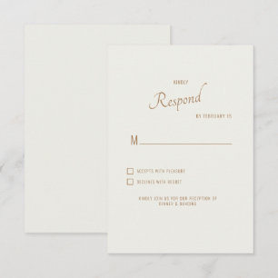 Cream Modern Font Wedding RSVP Card