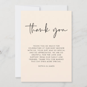 Cream Modern Gender Neutral Baby Shower Thank You Invitation