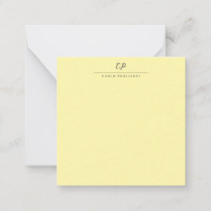 Cream Modern Monogrammed Calligraphy Plain Name Card
