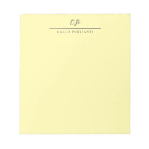 Cream Modern Monogrammed Calligraphy Plain Name Notepad