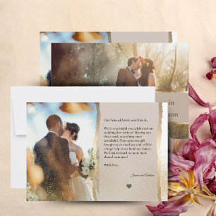 Cream Modern Photo Wedding Thank You Card 5x7