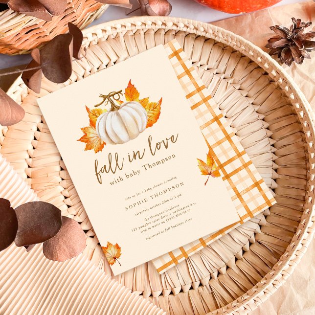 Cream | Modern Pupmkin Fall In Love Baby Shower Invitation (Creator Uploaded)