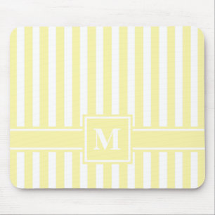 Cream Modern Stripe with Monogram Mouse Mat