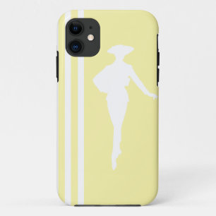 Cream Modern Stripes with Fashion Silhouette iPhone 11 Case