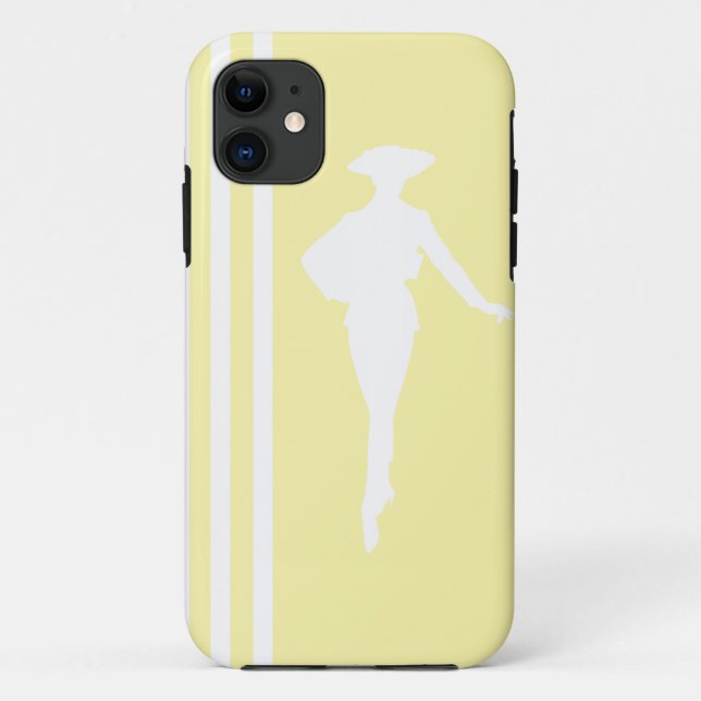 Cream Modern Stripes with Fashion Silhouette Case-Mate iPhone Case (Back)