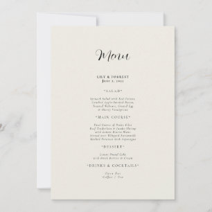 Cream Modern Wedding Menu Invitation