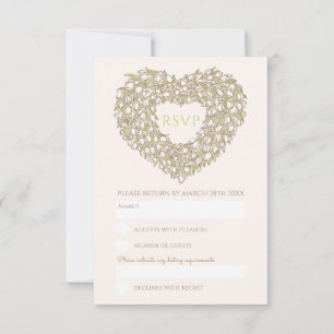 Cream monogram tulip flower heart RSVP wedding Card