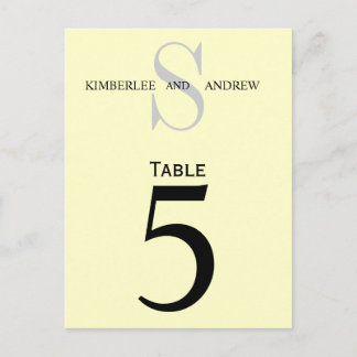 Cream Monogram Wedding Table Number Cards