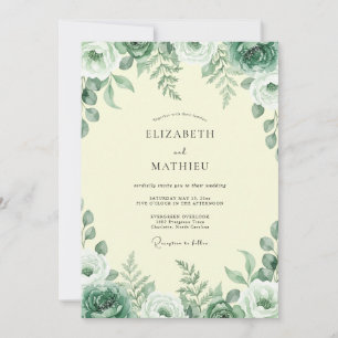Cream Moss Foliage Wedding Invitation