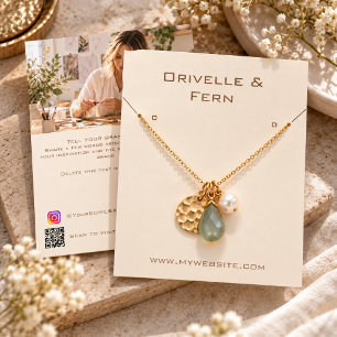 Cream necklace jewellery photo display card